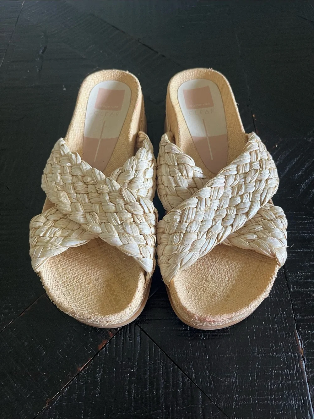 Dolce Vita Wrenley Platform Rafia Sandals Size 10